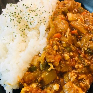 厚揚げとトマトの無水キーマカレー